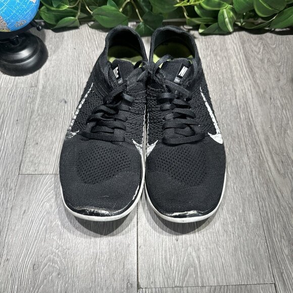 Nike Free 4.0 Flyknit Men's Size 8.5 Running Athletic Sneakers Black White - Picture 2 of 9